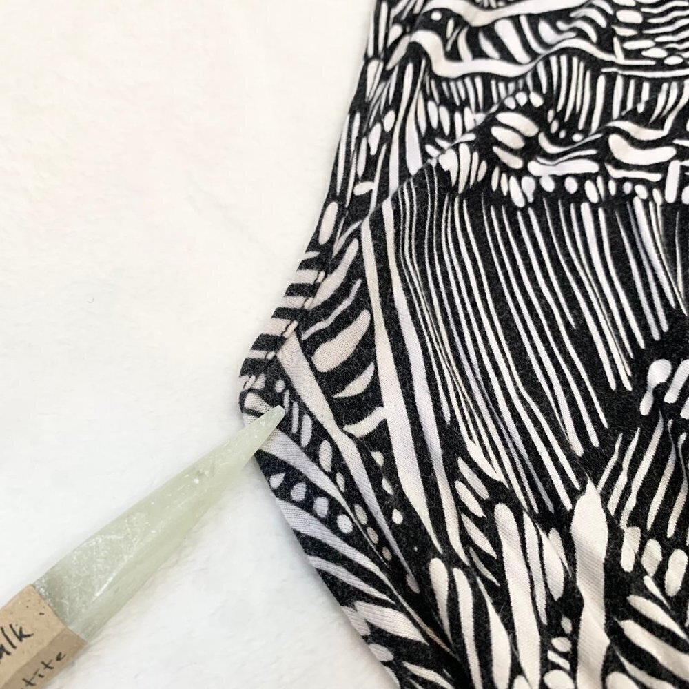 Cable & Gauge Maxi Dress Women Size S‎ Black White Abstract Faux Wrap Smocked - Picture 8 of 11